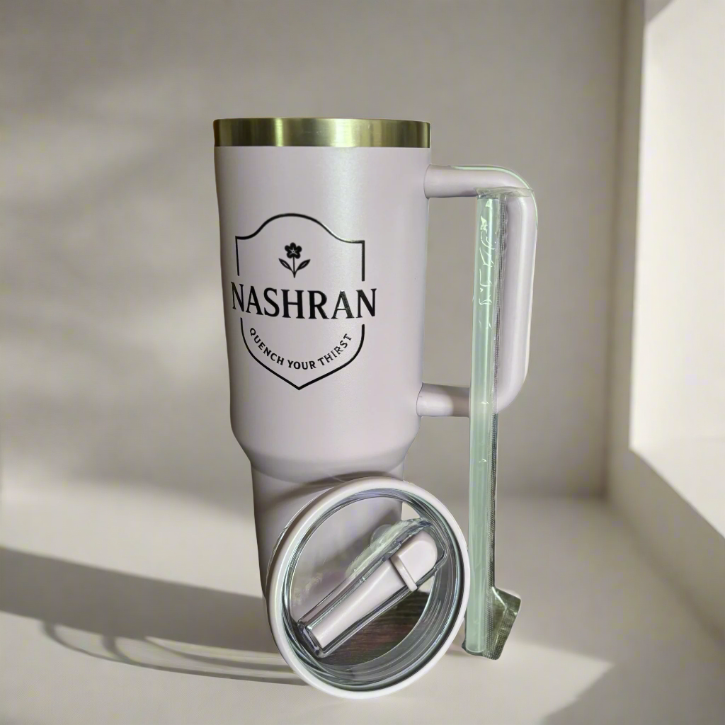 NASHRAN 40oz Tumbler with Handle & Straw – Vacuum Insulated Stainless Steel Travel Mug