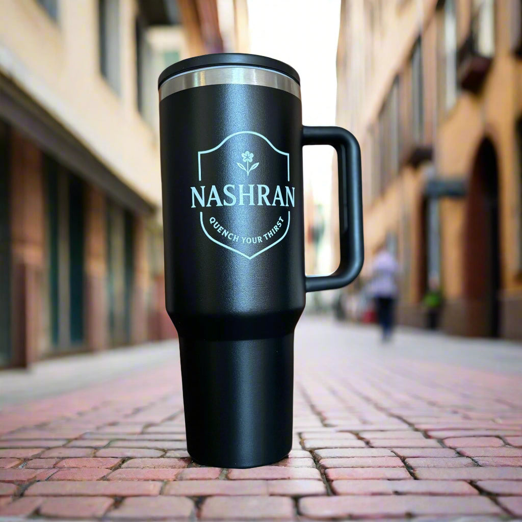 NASHRAN 40oz Tumbler with Handle & Straw – Vacuum Insulated Stainless Steel Travel Mug