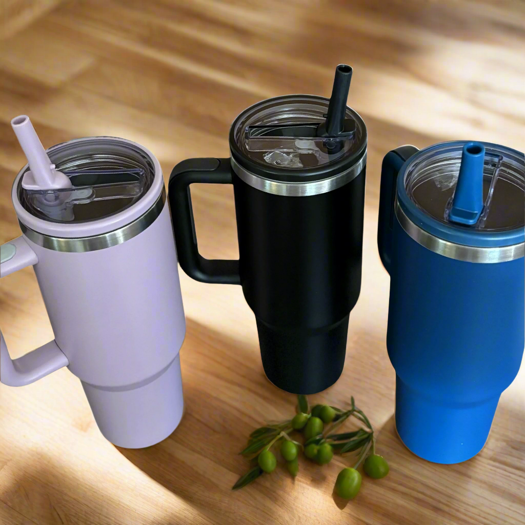 NASHRAN 40oz Tumbler with Handle & Straw – Vacuum Insulated Stainless Steel Travel Mug
